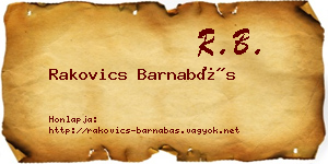 Rakovics Barnabás névjegykártya